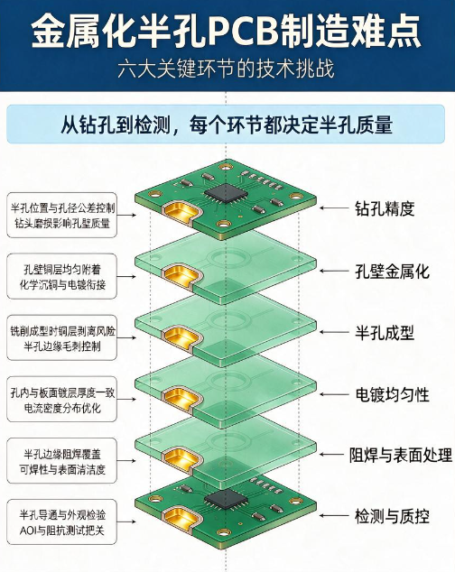 金属化半孔PCB制造难点：RO4350+FR4混压工艺突破