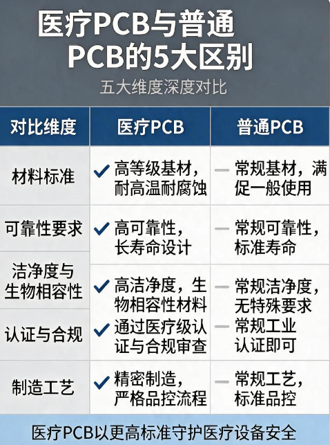 医疗设备量产前必看：医疗PCB与普通PCB的5大选型差异指南