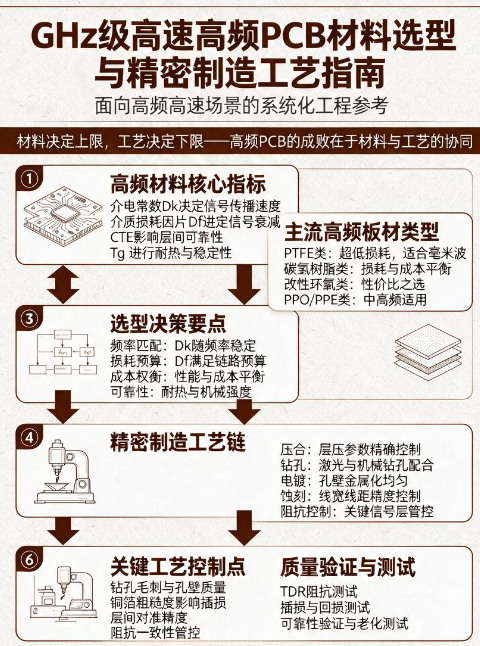 面向GHz级场景：高速高频PCB材料选型与精密制造工艺指南
